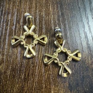 Vintage ANNE KLIEN A.K. Gold Tone Dangle Earrings Cocktail Statement Fashion